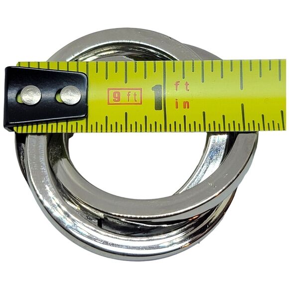 Interlocked Circles Brooch with Abstract Design Open Work Geometric Style 1.5" - Picture 4 of 4